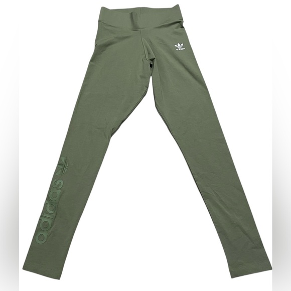 Adidas women’s tight fit full length mid rise Leggings tent green size XS HN8131 - Picture 1 of 15